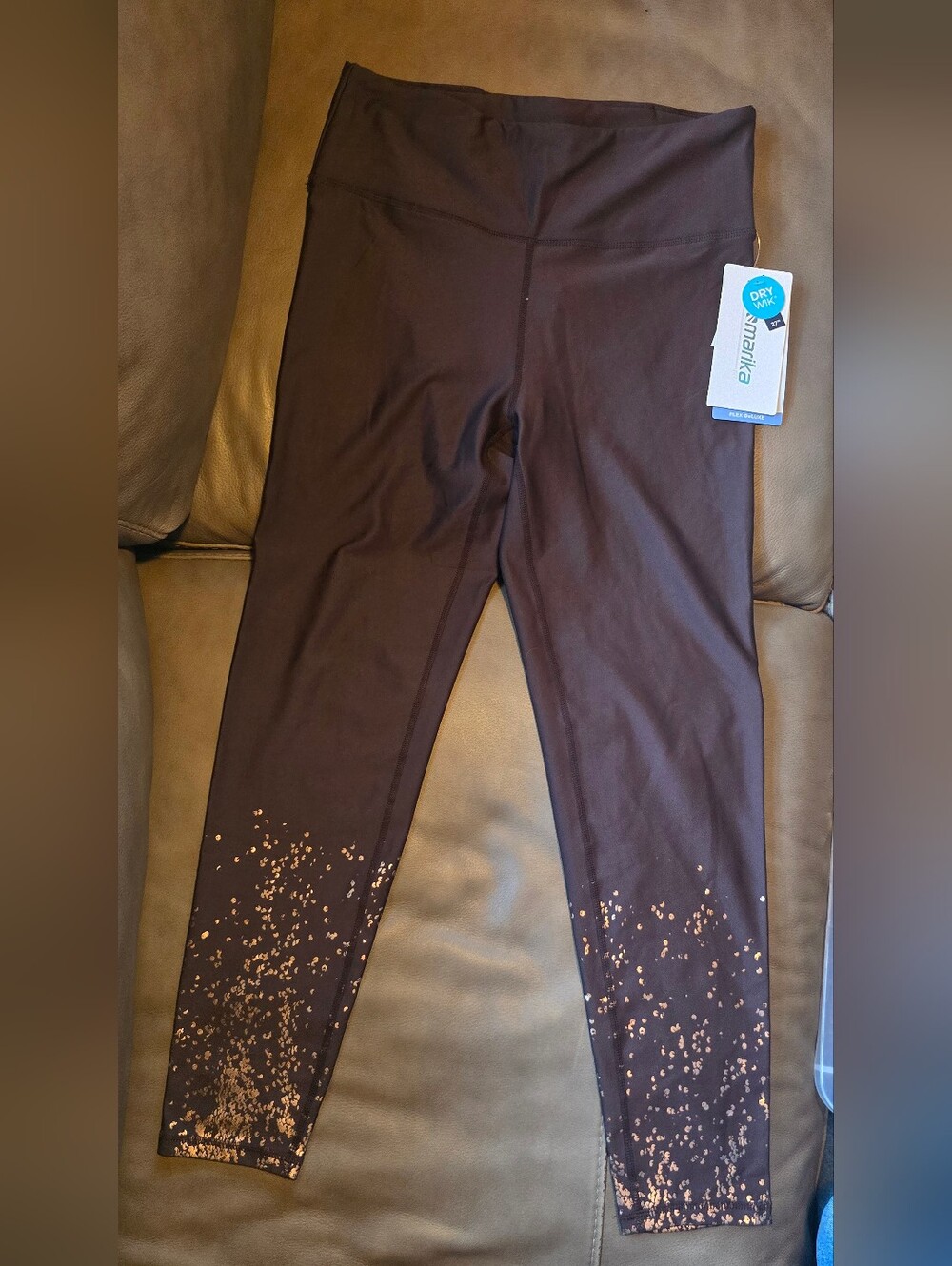 Marika Chocolate Plum Leggings with Rose Gold Speckle Accents